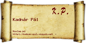 Kadnár Pál névjegykártya